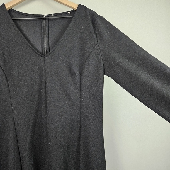 Loft V Neck Black Long Sleeve Dress - Picture 4 of 7